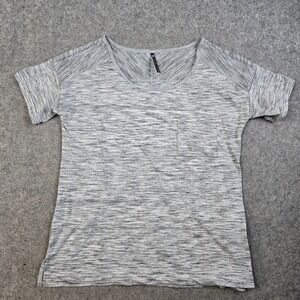 Kuhl T-Shirt Womens S Gray‎ Scoop Neck Waffle Knit Stretch Pocket Short Sleeve